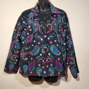 Units Embroiderd Jacket Size L Linen and Cotton